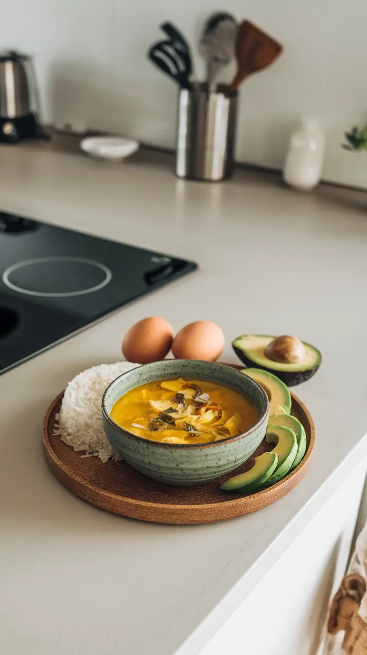 Soup in the bowl in a modern kitchen